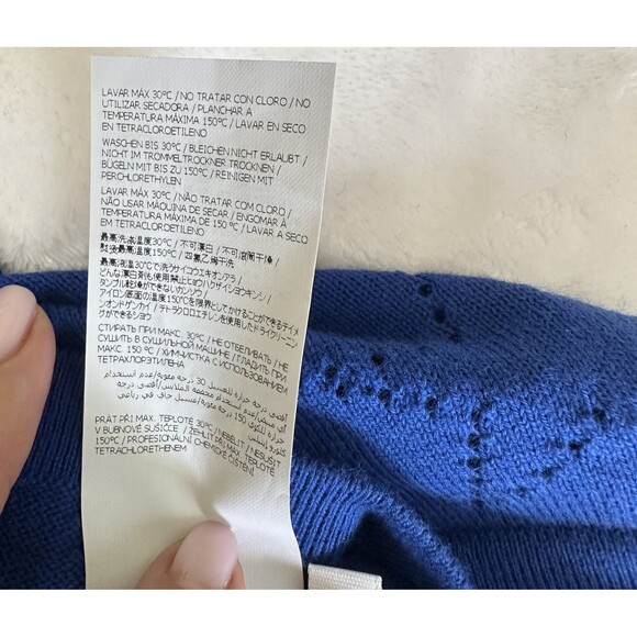 P.A.R.O.S.H. Women's Blue Star Short Sleeve Knit Cotton Sweater Sz L Italy - Picture 8 of 10